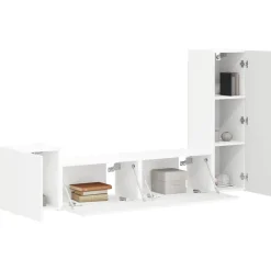 New vidaXL TV-bänkset Väggmonterad 4 pcs Konstruerat trä Vit