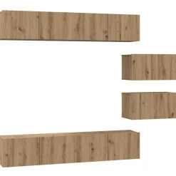 vidaXL TV-bänkset Väggmonterad 6 pcs Artisan Ek Konstruerat trä