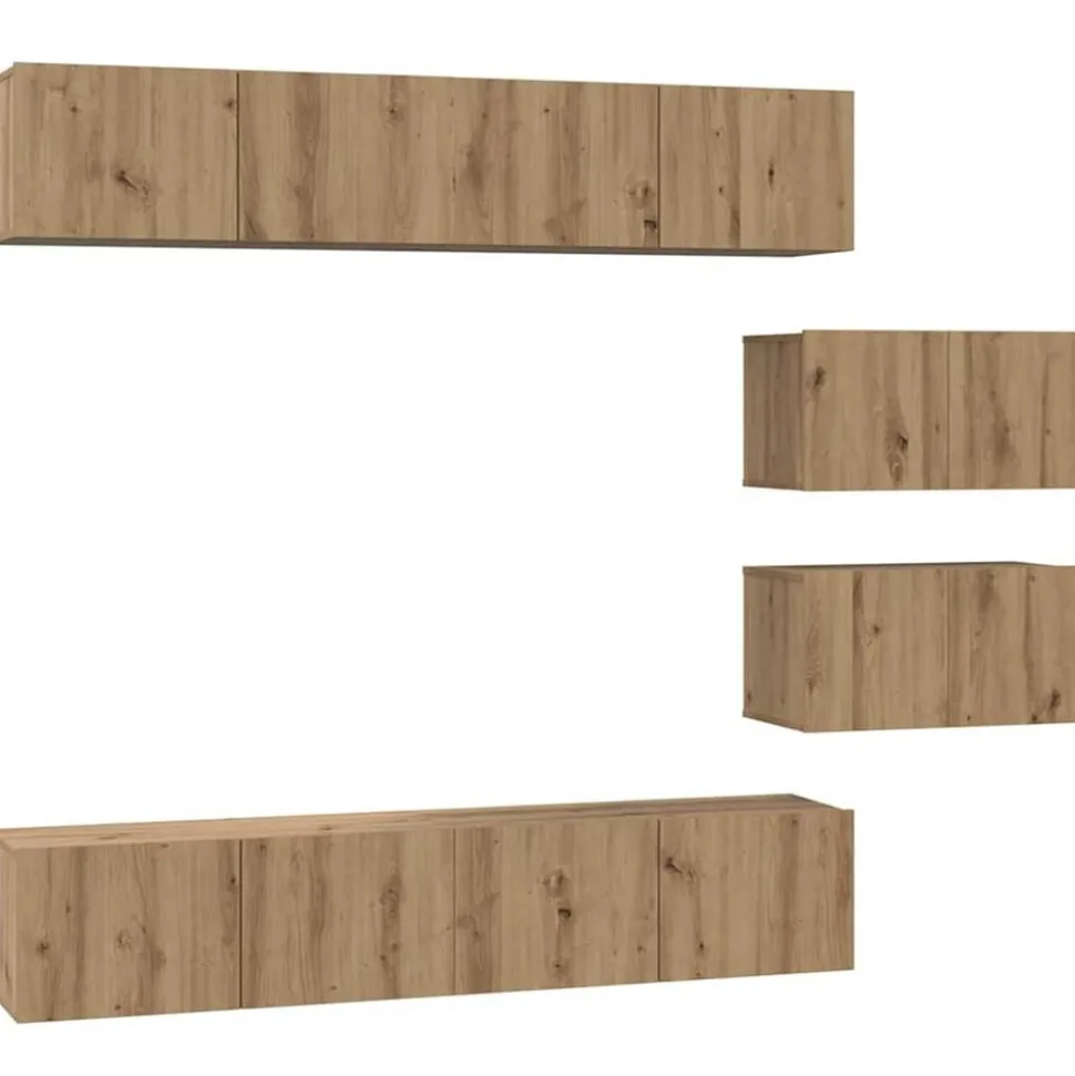 vidaXL TV-bänkset Väggmonterad 6 pcs Artisan Ek Konstruerat trä