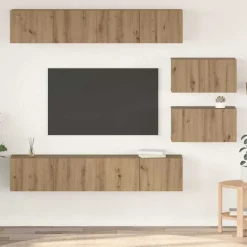 vidaXL TV-bänkset Väggmonterad 6 pcs Artisan Ek Konstruerat trä