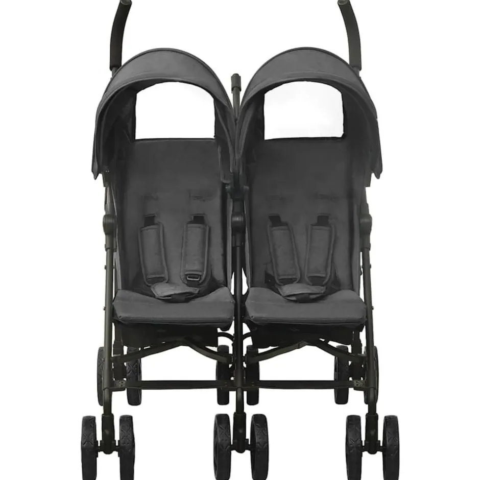 New vidaXL Tvillingvagn stål Antracit