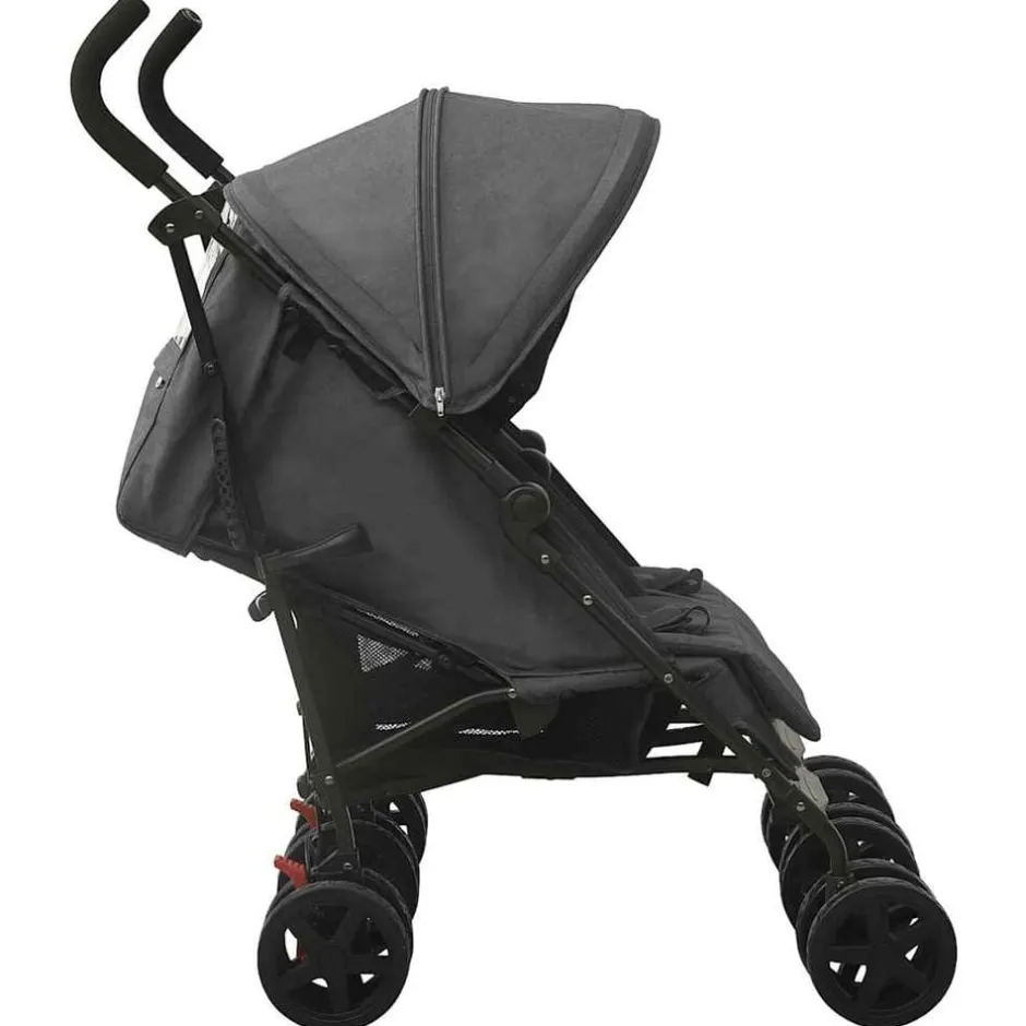 New vidaXL Tvillingvagn stål Antracit