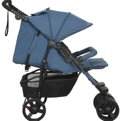 New vidaXL Tvillingvagn stål Marinblå
