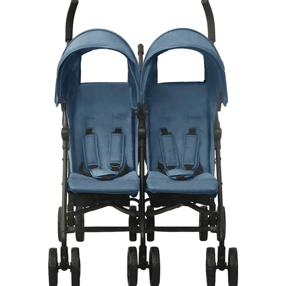 Discount vidaXL Tvillingvagn stål Marinblå
