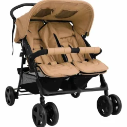 vidaXL Tvillingvagn taupe stål