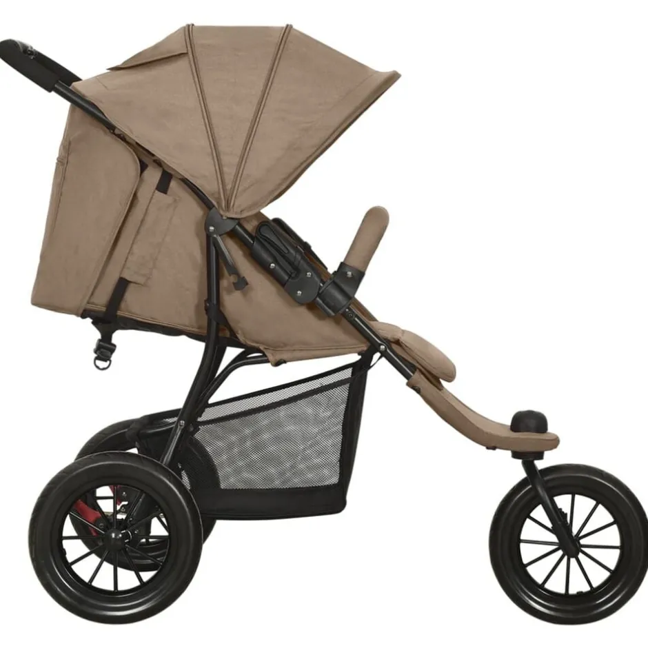 vidaXL Tvillingvagn stål Taupe