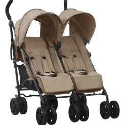 Clearance vidaXL Tvillingvagn stål Taupe