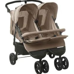 vidaXL Tvillingvagn taupe stål