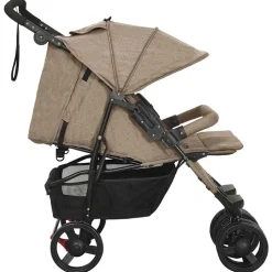 vidaXL Tvillingvagn taupe stål