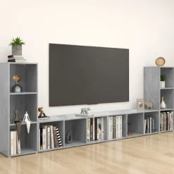 vidaXL TV-skåp 4 delar betonggrå 107x35x37 cm konstruerat trä