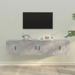Sale vidaXL Tv-skåp 3 delar konstruerat trä Betonggrå