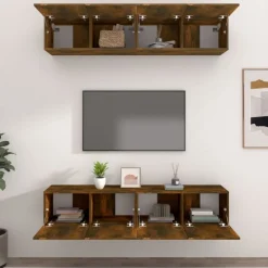 Outlet vidaXL Tv-skåp 4 delar 80x30x30 cm konstruerat trä Rökfärgad ek