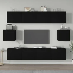 Clearance vidaXL TV-skåp 6 delar konstruerat trä Svart