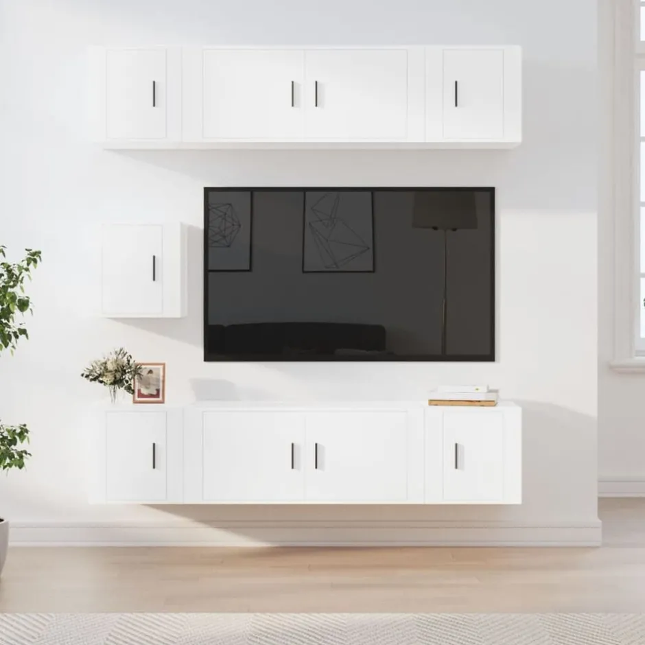 Sale vidaXL Tv-skåp 7 delar konstruerat trä Vit