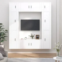 vidaXL Tv-skåp 8 delar vit konstruerat trä
