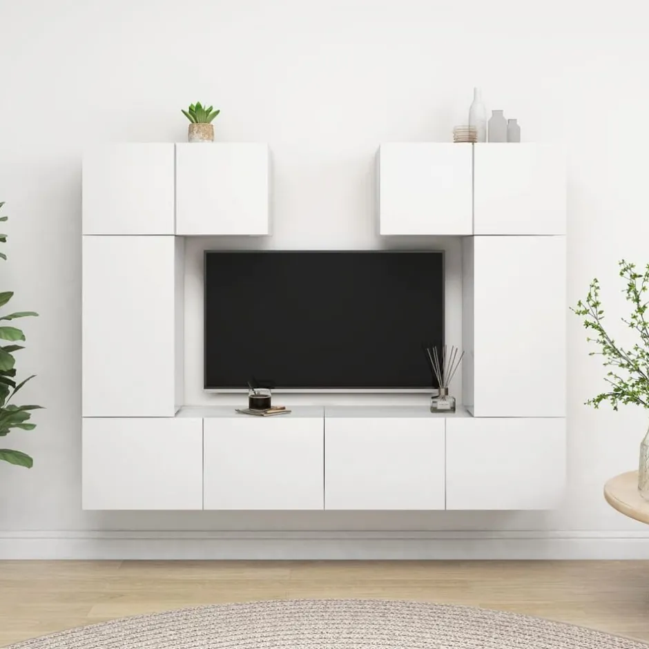 Clearance vidaXL Tv-skåp 6 delar konstruerat trä Vit