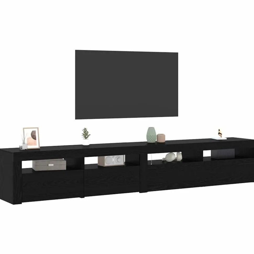 vidaXL TV-skåp 2 pcs Svart Ek 240 x 35 x 40 cm Konstruerat trä