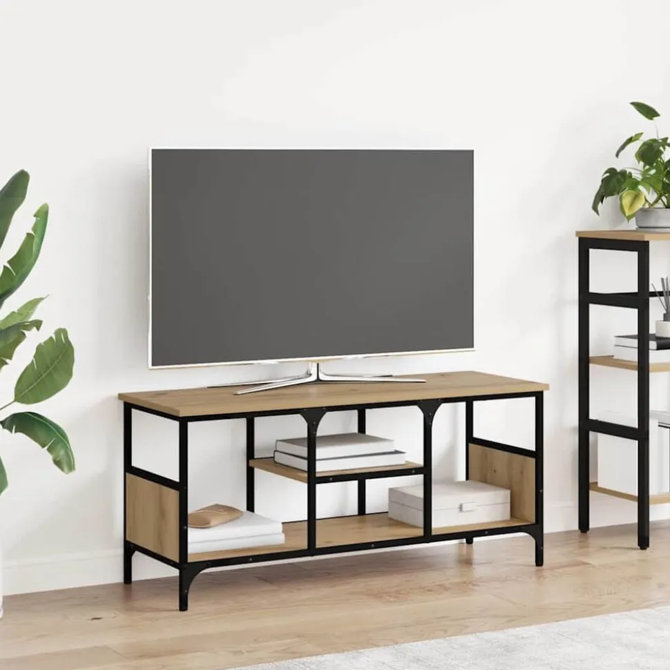 vidaXL TV-skåp Artisan Ek 100 x 35 x 45 cm Konstruerat trä och järn