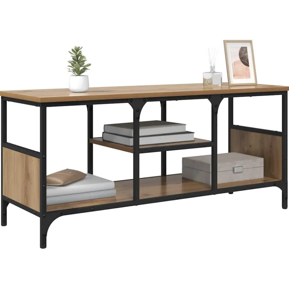 vidaXL TV-skåp Artisan Ek 100 x 35 x 45 cm Konstruerat trä och järn