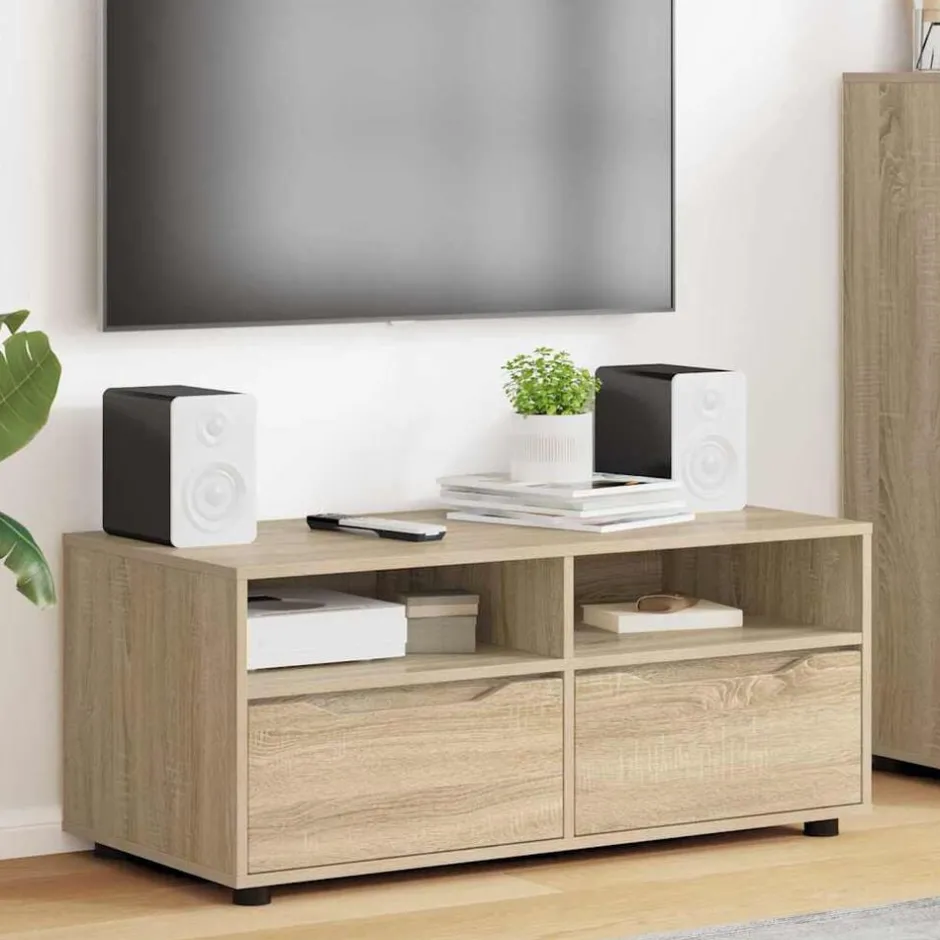 Online vidaXL TV-skåp med låda Sonoma-ek 100 x 48 x 43 cm Konstruerat trä Sonoma ek
