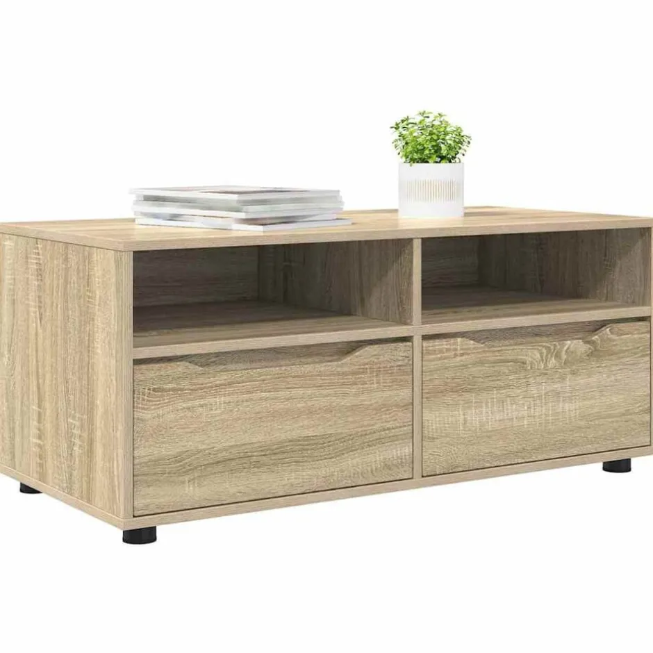 Online vidaXL TV-skåp med låda Sonoma-ek 100 x 48 x 43 cm Konstruerat trä Sonoma ek