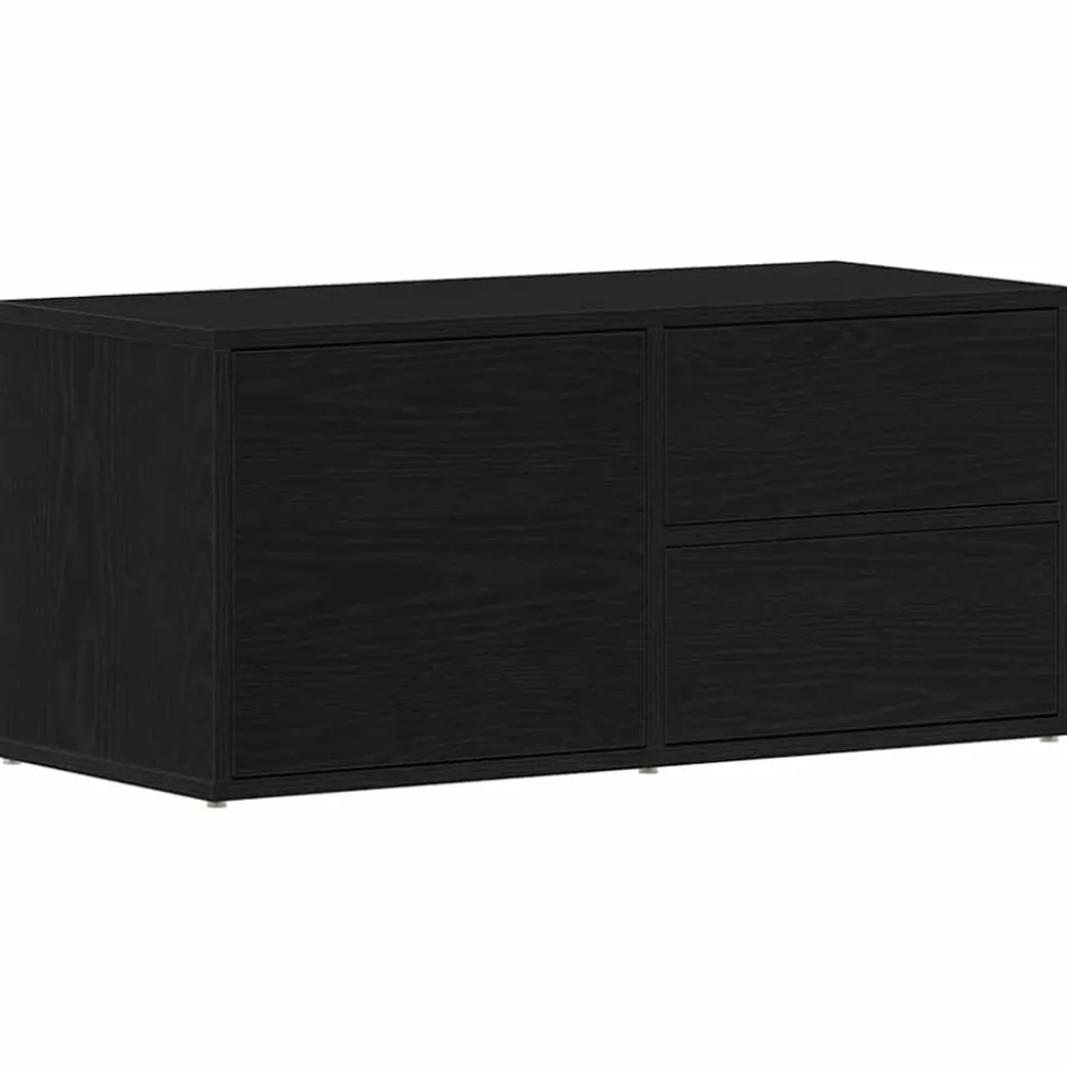 vidaXL TV-skåp med låda Svart Ek 80 x 34 x 36 cm Konstruerat trä