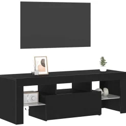Best vidaXL TV-skåp med låda 120 x 35 x 40 cm Konstruerat trä Svart ek