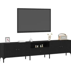 Online vidaXL TV-skåp med låda 200 x 25 x 44 cm Konstruerat trä Svart ek