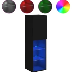 vidaXL Tv-skåp med LED-belysning svart 30,5x30x102 cm
