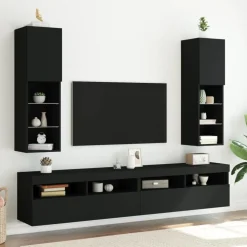 vidaXL Tv-skåp med LED-belysning svart 30,5x30x102 cm
