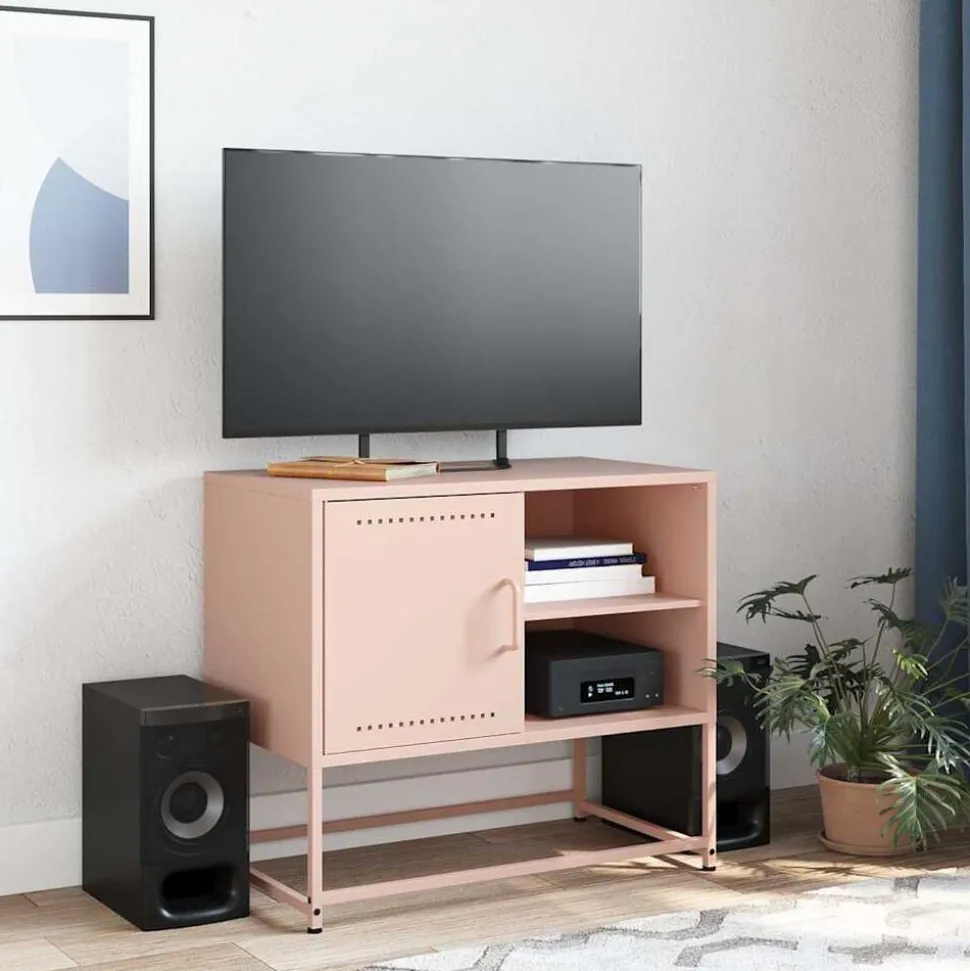 vidaXL TV-skåp rosa 68x39x60,5 cm stål