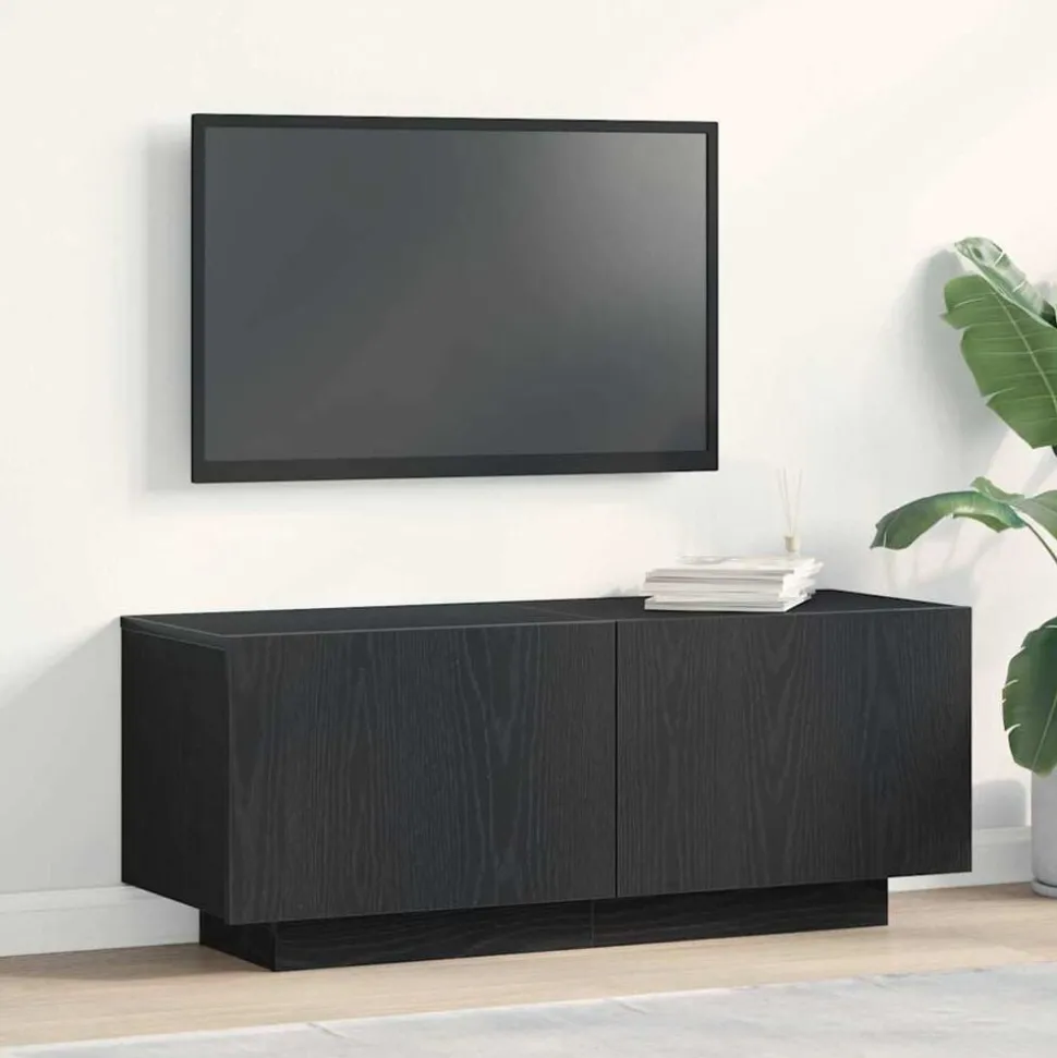 vidaXL TV-skåp Svart Ek 100 x 35 x 40 cm Konstruerat trä