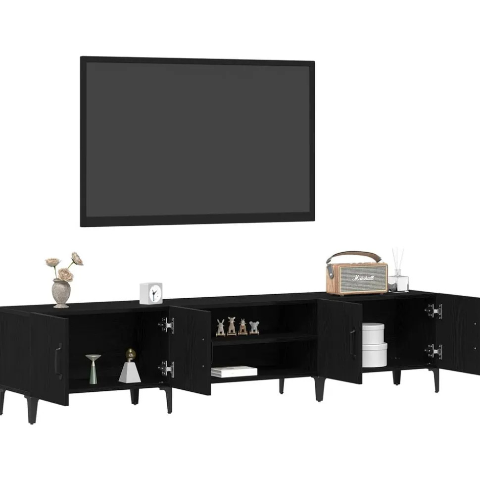 vidaXL TV-skåp Svart Ek 180 x 31,5 x 40 cm Konstruerat trä
