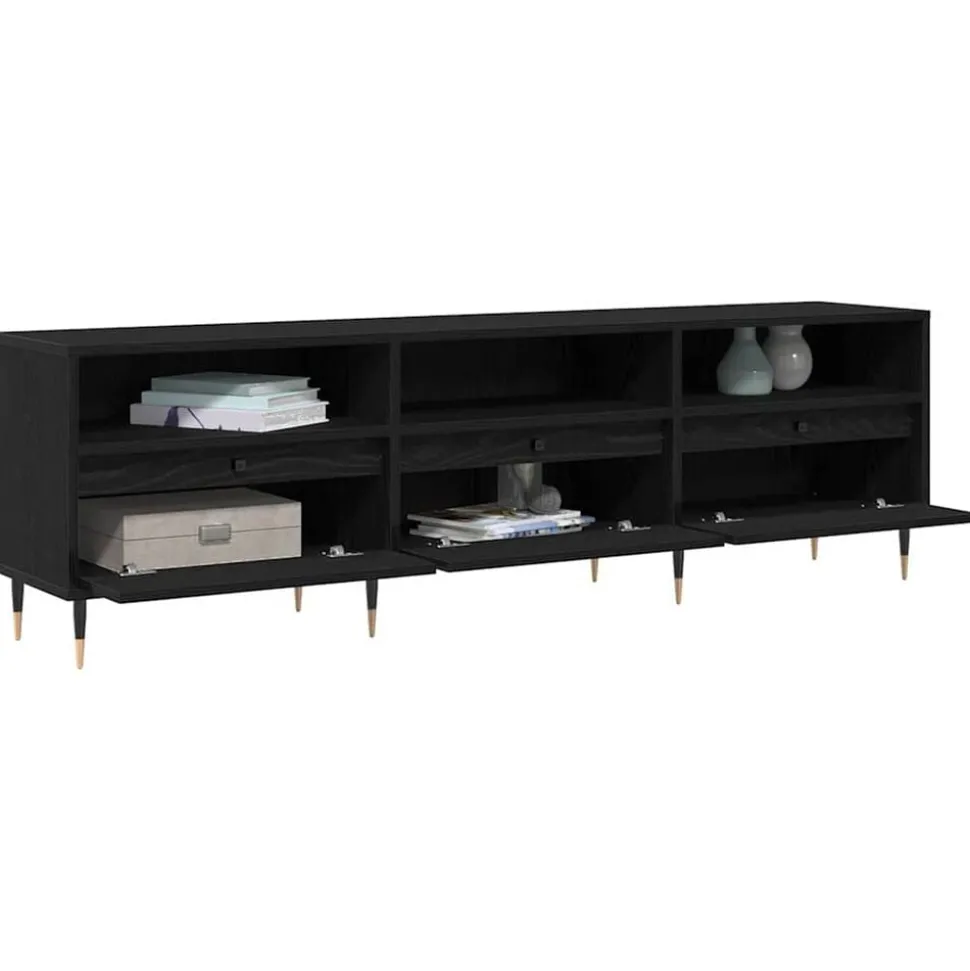 vidaXL TV-skåp Svart Ek 150 x 30 x 45 cm Konstruerat trä