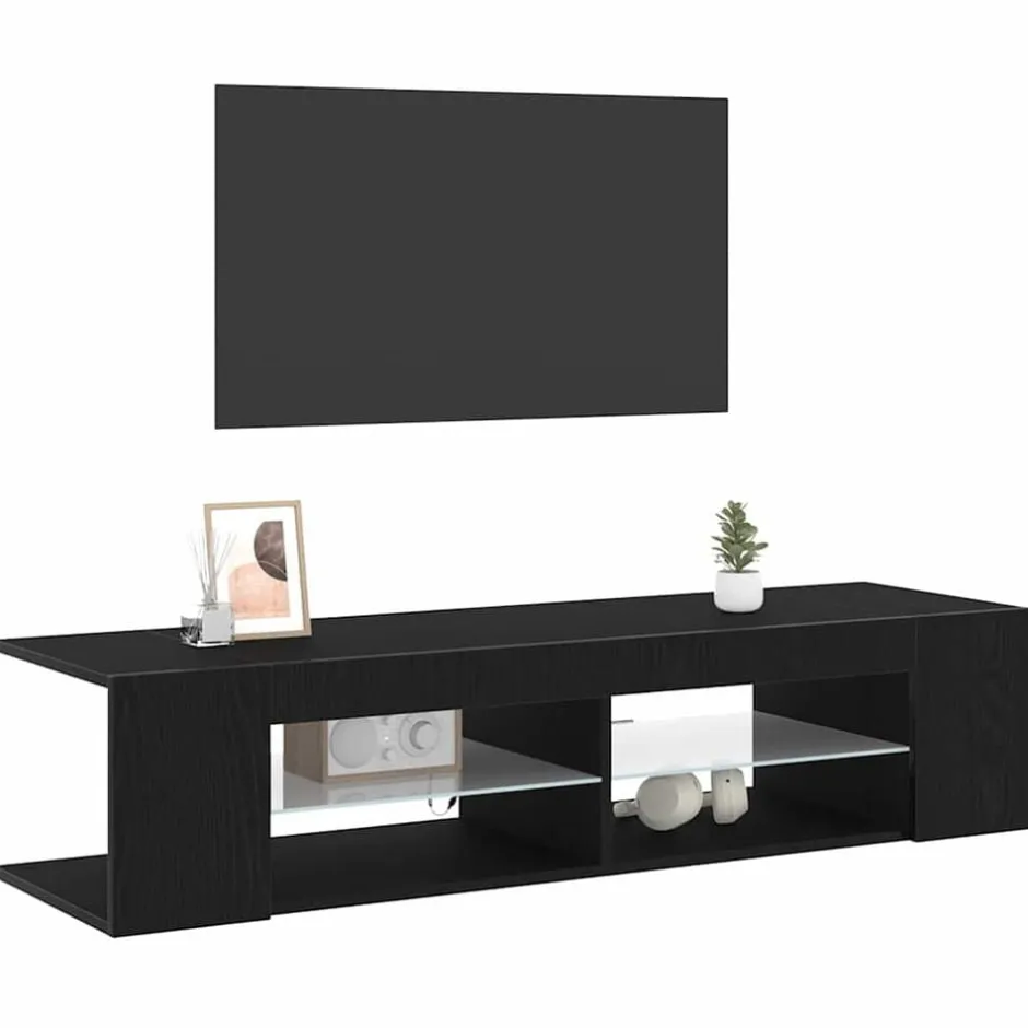 vidaXL TV-skåp 135 x 39 x 30 cm Konstruerat trä Svart ek