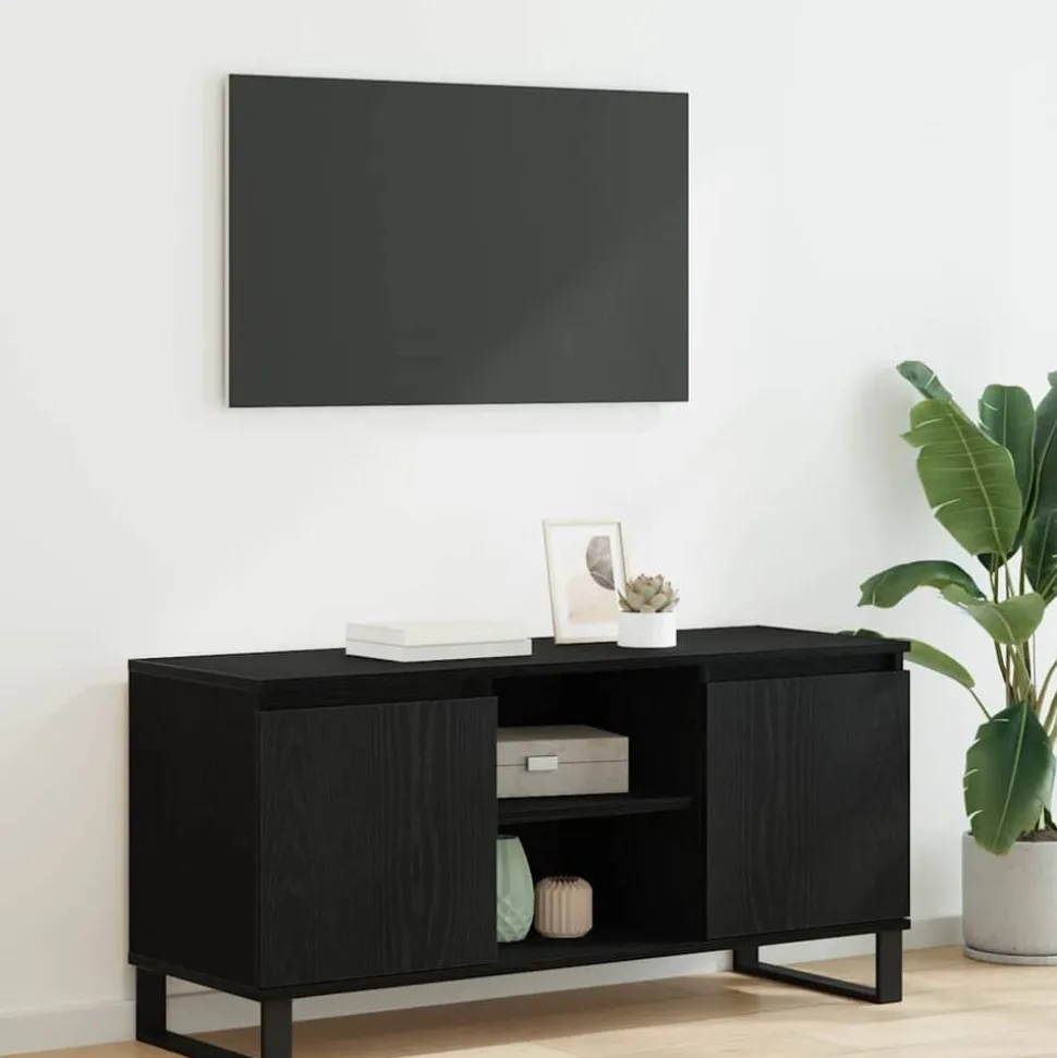 vidaXL TV-skåp Svart Ek 104 x 35 x 50 cm Konstruerat trä