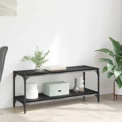 vidaXL TV-skåp Svart Ek 100x33x41cm Konstruerat trä och järn
