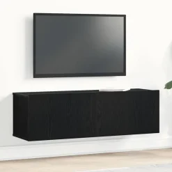 Hot vidaXL TV-skåp Väggmonterad 100 x 30 x 30 cm Konstruerat trä Svart ek