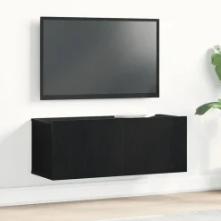 vidaXL TV-skåp Väggmonterad 80 x 30 x 30 cm Konstruerat trä Svart ek