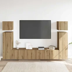 vidaXL TV-skåp väggmonterat 8 delar artisan ek konstruerat trä