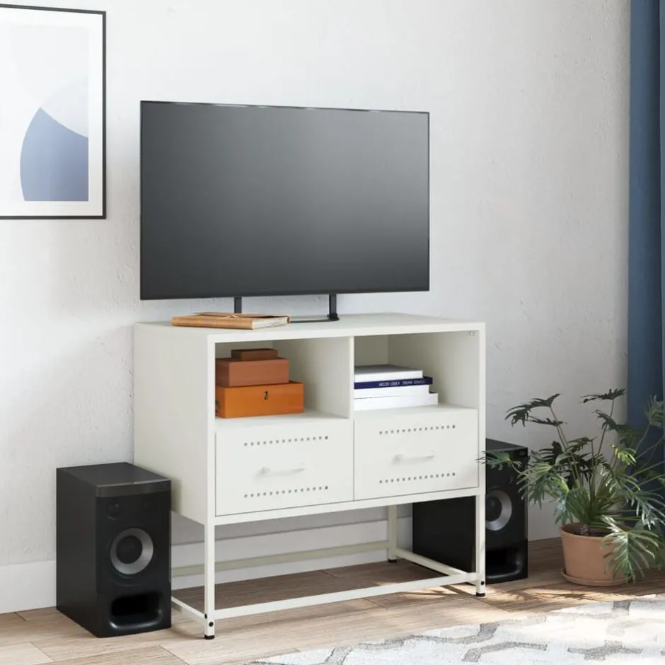 Outlet vidaXL TV-skåp 68x39x60,5 cm stål Vit