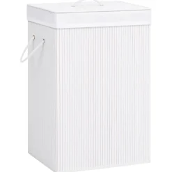 Clearance vidaXL Tvättkorg bambu med 1 sektion Vit