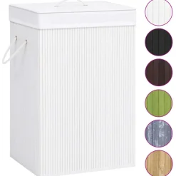 Clearance vidaXL Tvättkorg bambu med 1 sektion Vit
