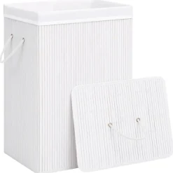 Clearance vidaXL Tvättkorg bambu med 1 sektion Vit
