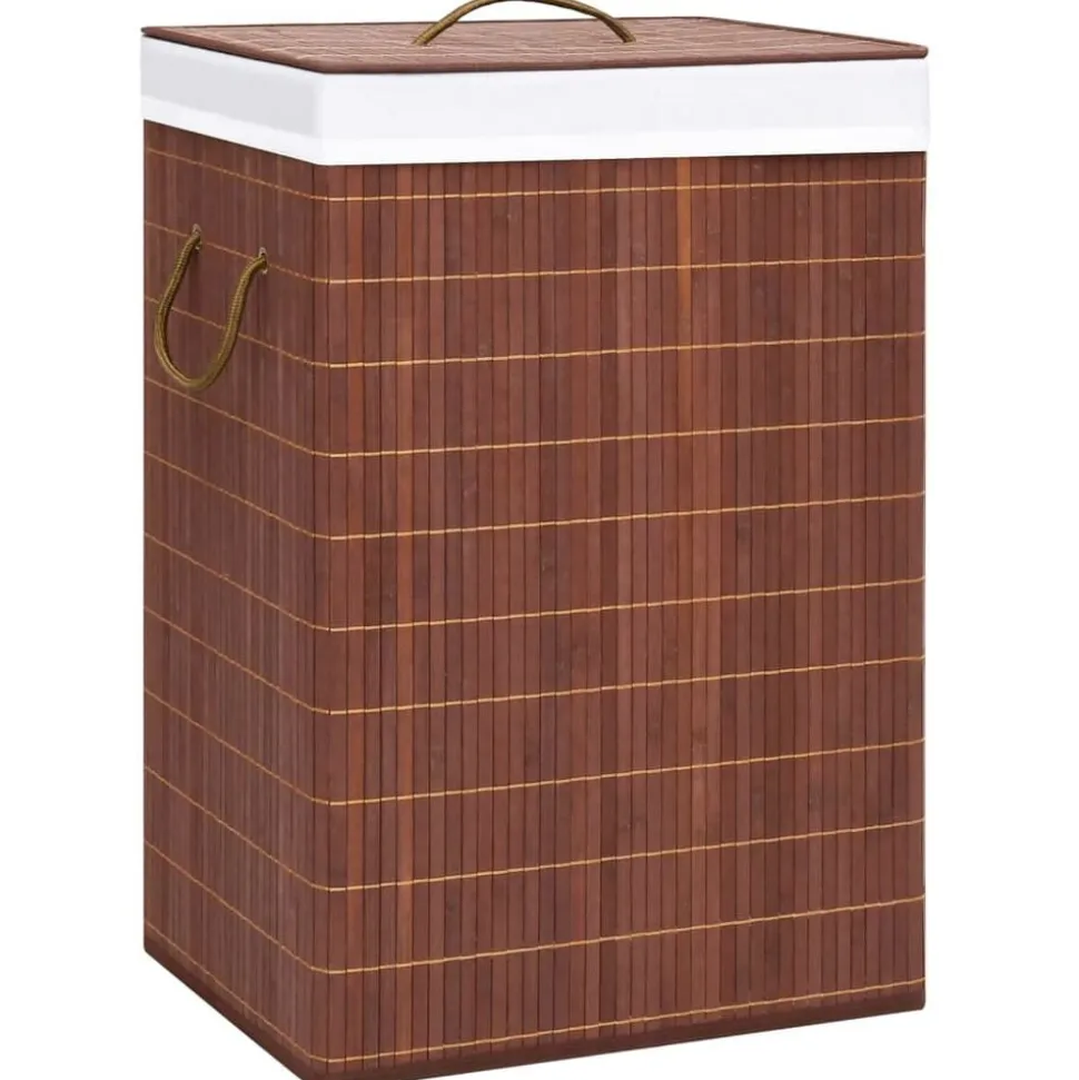 vidaXL Tvättkorg bambu med 2 sektioner brun 72 L