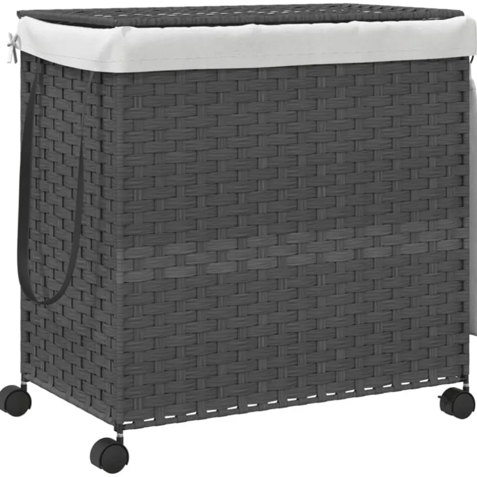 Clearance vidaXL Tvättkorg med hjul 60x35x60,5 cm rotting Grå