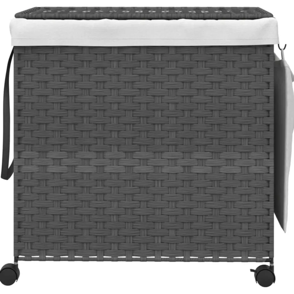 Clearance vidaXL Tvättkorg med hjul 60x35x60,5 cm rotting Grå