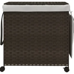 Discount vidaXL Tvättkorg med hjul 60x35x60,5 cm rotting Mörkbrun