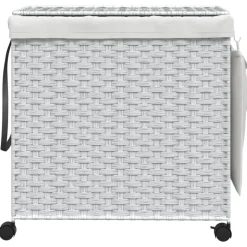 Discount vidaXL Tvättkorg med hjul 60x35x60,5 cm rotting Vit