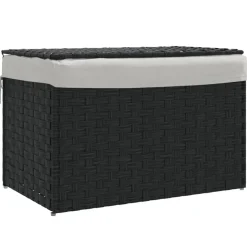 Online vidaXL Tvättkorg med lock 55,5x35x34 cm konstrotting Svart